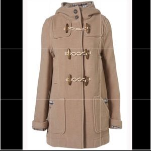 Topshop Camel Wool Hooded Duffle Coat Sz 2